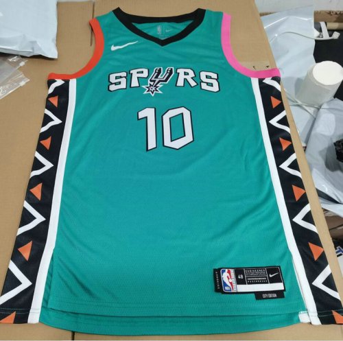 NBA 10 Sochan Spurs 22-23 city Maillot bleu imprimé